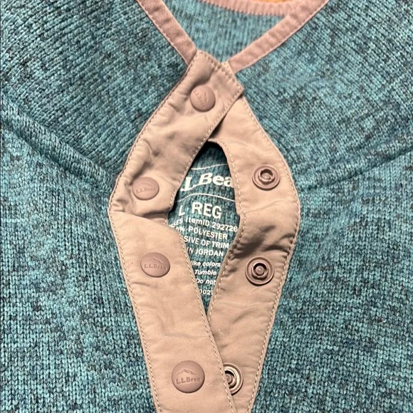 LL Bean Blue Heathered Fleece Pullover - Picture 3 of 6